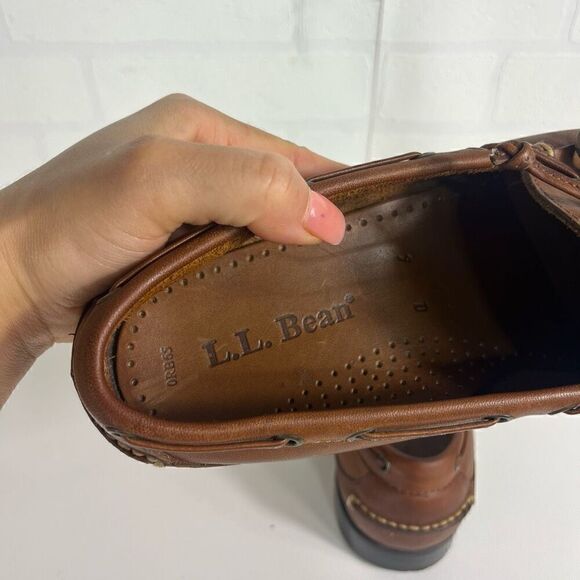 LL Bean Mens Kiltie Loafers Size 9 D Brown Tan Tassle Leather - Picture 4 of 16